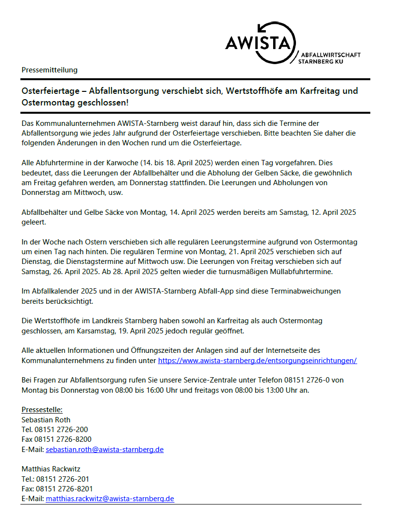 2025 AWISTAStarnbergKU Abfallentsorgung Osterfeiertage
