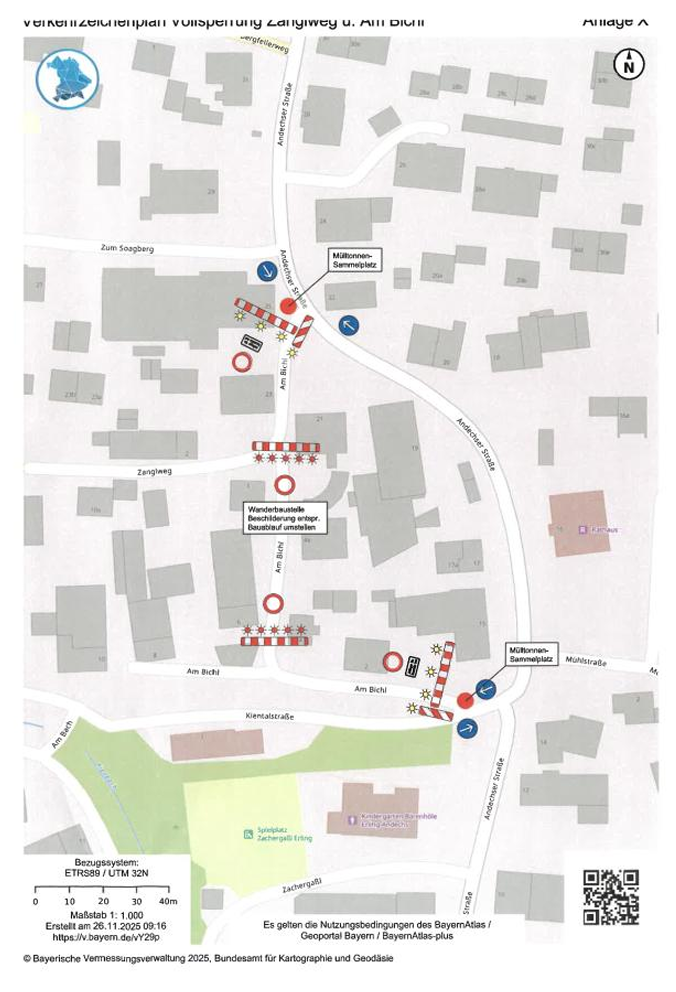 2026 04 bis07 Beschilderungsplan Vollsperrung AmBichl und Zanglweg