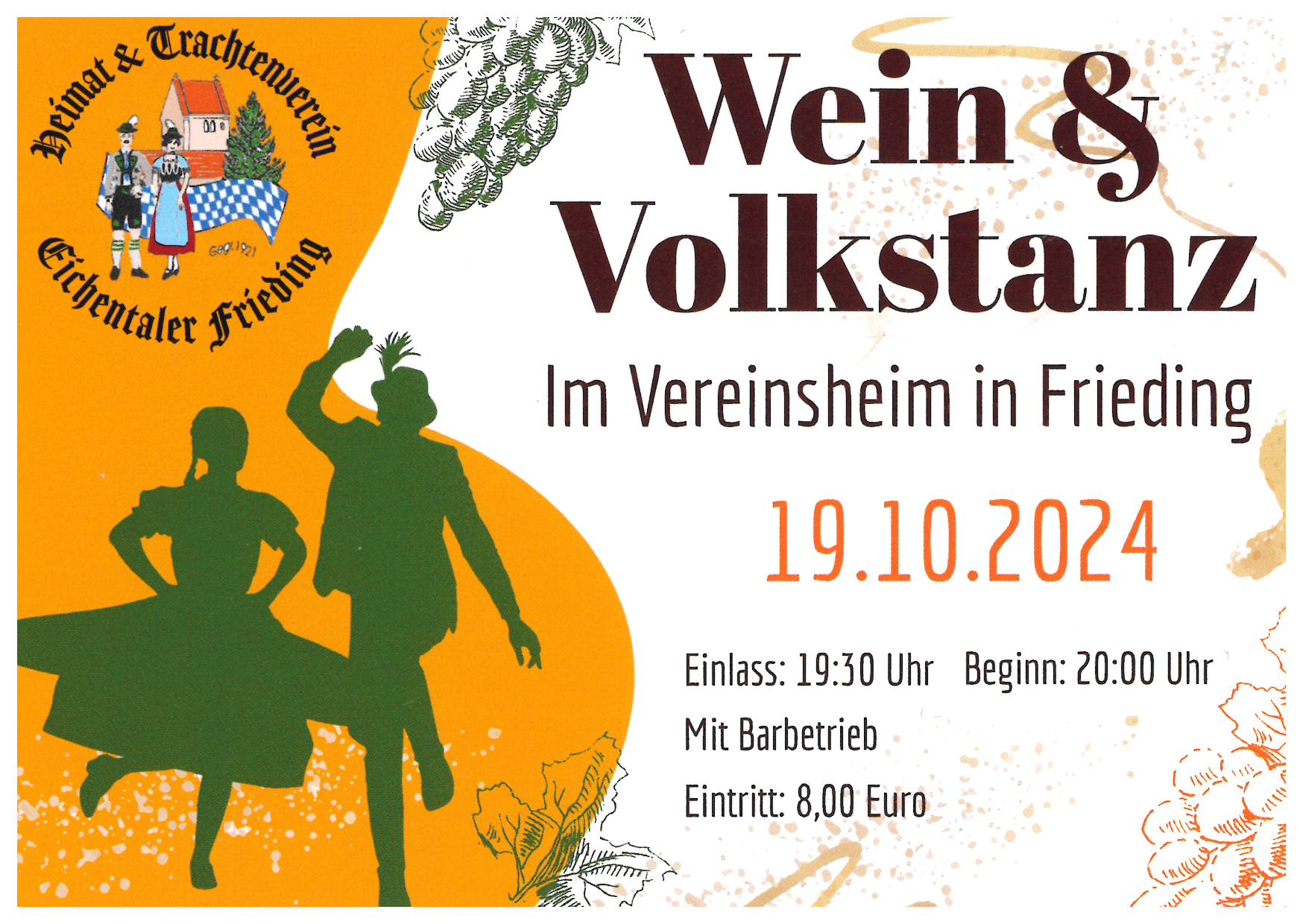 241019 HeimatTrachtenvereinEichentalerFrieding WeinVolkstanz flyer01